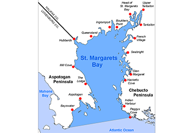 Map St. Margarets Bay, Nova Scotia
