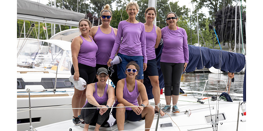 On Saturday, August 17, 12 teams and over 100 women sailors competed in the 4th annual J105 Ontario
Women's Championships hosted by RCYC in Toronto
